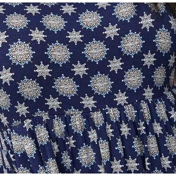 Torrid 2X Mini Super Soft Flutter Sleeve Skater Dress Blue Medallion Pockets NWT - Picture 3 of 6